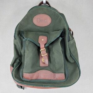 Orvis Canvas Leather Backpack Green Rugged Outdoor Field Bag Heritage Vintage